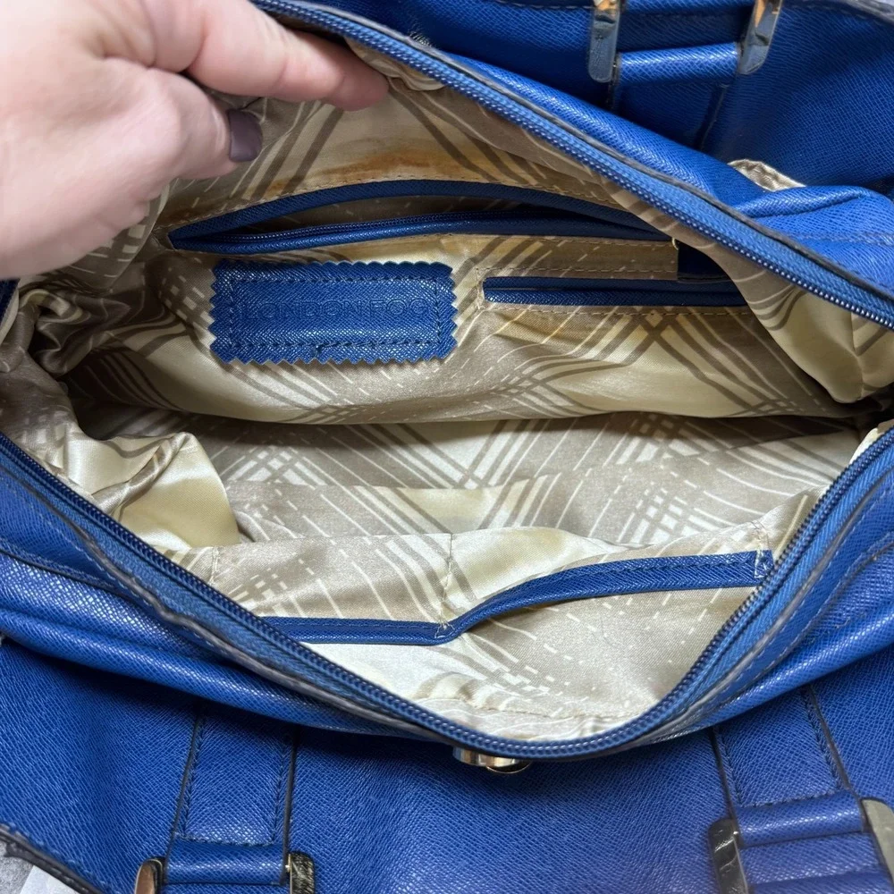 London Fog Royal Blue Satchel with Gold Accent